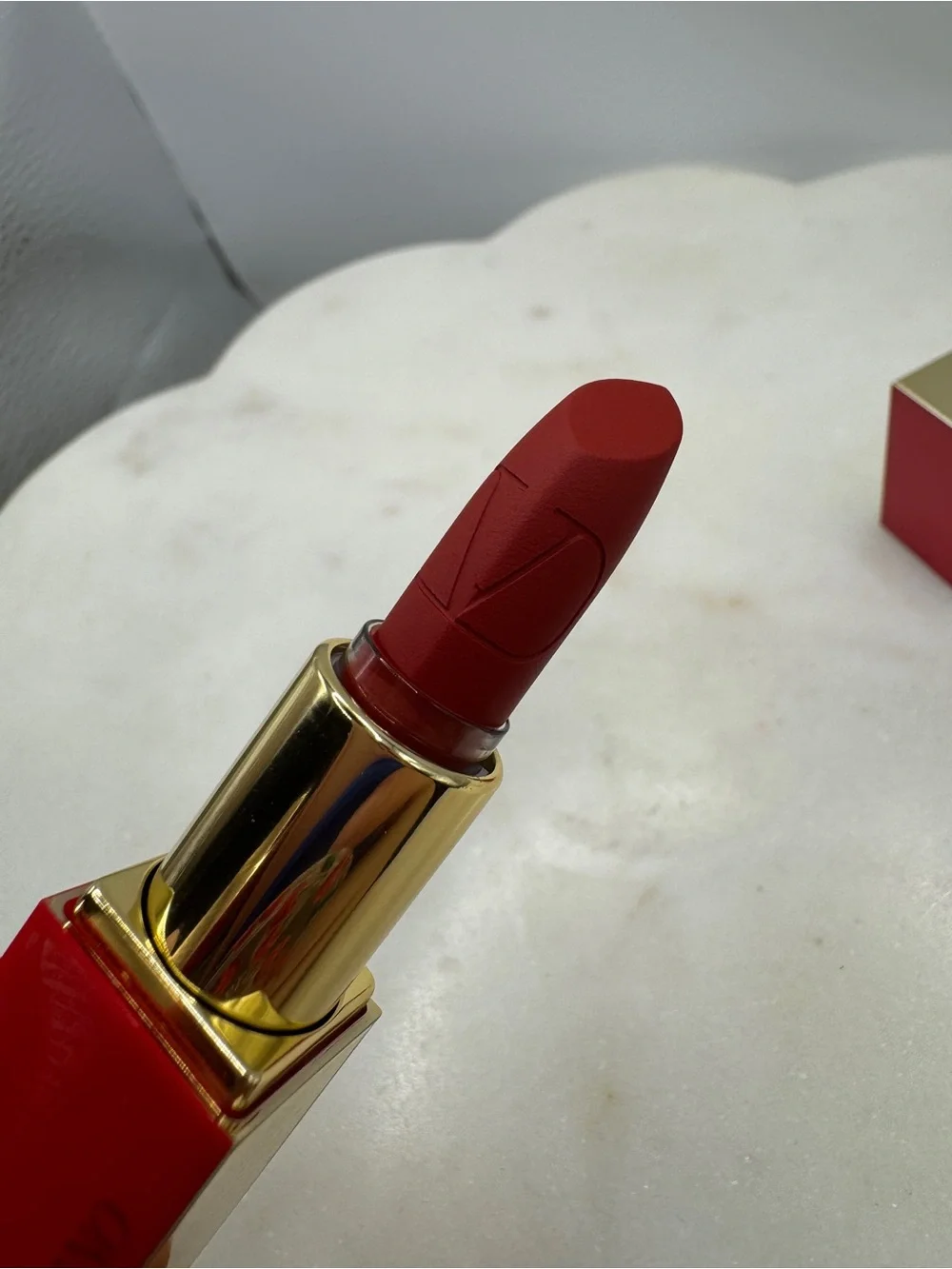 Valentino MiniRosso Matte Lipstick in Bright Red with Gold Logo